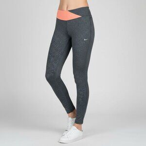 Nike Gray Dri-FIT Leggings with Peach Waistband Size S